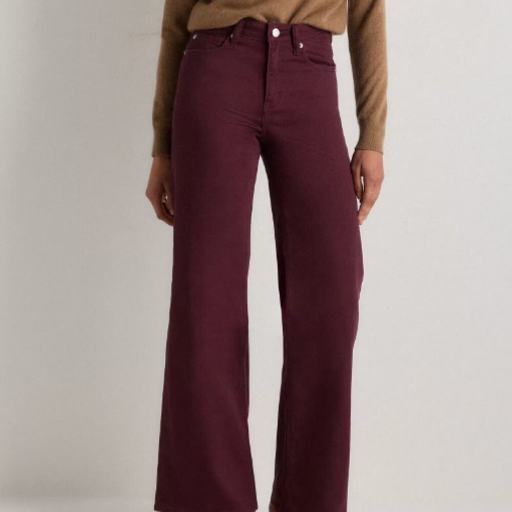 Quince Bella Stretch Wide Leg Jeans Wine Red 24 x 30